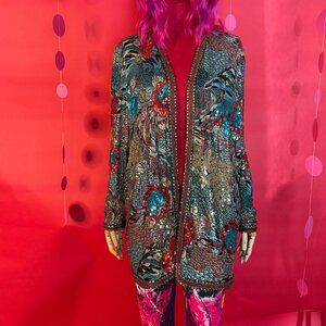 Vintage Unique 1980s Diane Freis Beaded & Sequin Kimono Boho Jacket